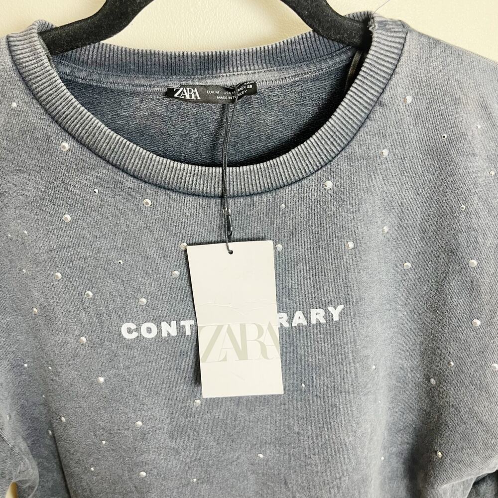 NWT Zara Washed Effect Sweatshirt Dress Size M Gray New‎ 100% Cotton - Picture 13 of 13